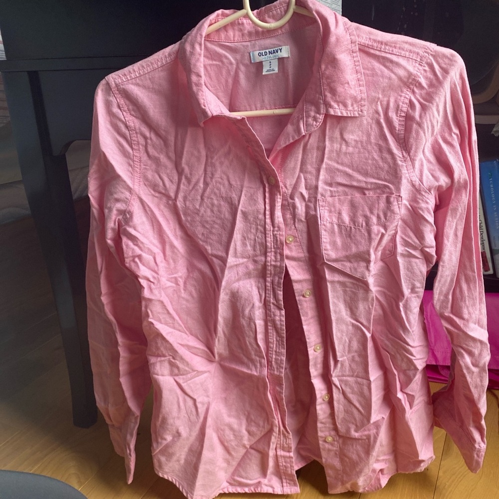 old navy pink button up